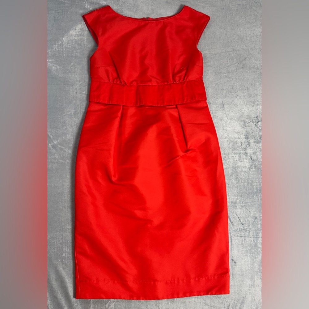 MaxMara Vibrant Red Cap-Sleeve Midi Sheath Dress